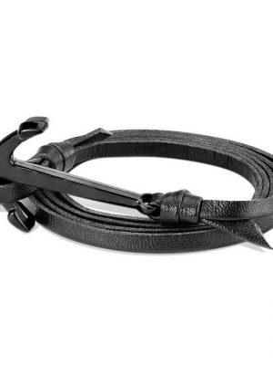 BUNGSA Armband "Armband Anker Wickelarmband schwarz Unisex" (1 Armband, 1-tlg., inkl. Schmuckbeutel aus Organza), Bracelet Armschmuck