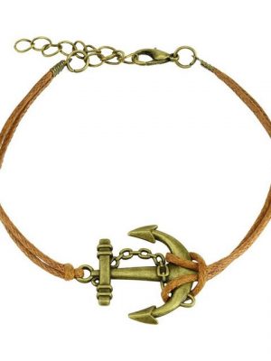 BUNGSA Armband "Armband Anker aus Leder Unisex" (1 Armband, 1-tlg., inkl. Schmuckbeutel aus Organza), Bracelet Armschmuck