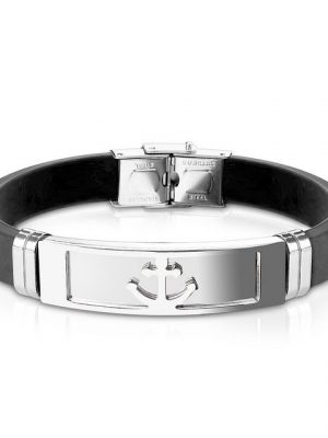BUNGSA Armband "Armband Anker schwarz aus Silikon Herren" (1 Armband, 1-tlg., inkl. Schmuckbeutel aus Organza), Bracelet Armschmuck