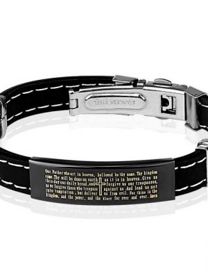 BUNGSA Armband "Armband Gebet Schwarz aus Gummi Unisex" (1 Armband, 1-tlg., inkl. Schmuckbeutel aus Organza), Bracelet Armschmuck