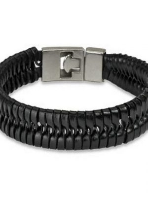 BUNGSA Armband "Armband T-Verschluss schwarz aus Edelstahl Unisex" (1 Armband, 1-tlg., inkl. Schmuckbeutel aus Organza), Bracelet Armschmuck