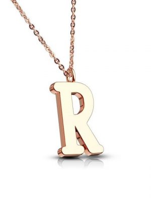 BUNGSA Ketten-Set "Kette Buchstaben Anhänger Rosegold Edelstahl Damen" (1-tlg., inkl. Schmuckbeutel aus Organza), Halskette Necklace