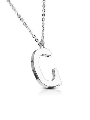 BUNGSA Ketten-Set "Kette Buchstaben Anhänger Silber Edelstahl Damen" (1-tlg., inkl. Schmuckbeutel aus Organza), Halskette Necklace