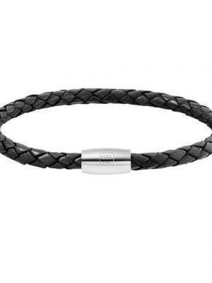 CAÏ Armband "Edelstahl Leder schwarz 23cm"