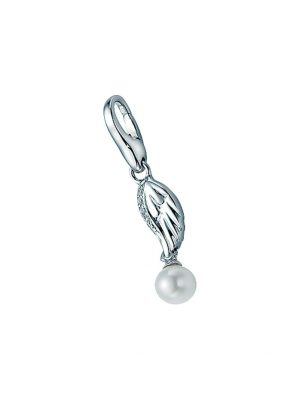 Charm Flügel mit Zirkonia und Süßwasser Perle Giorgio Martello Silber