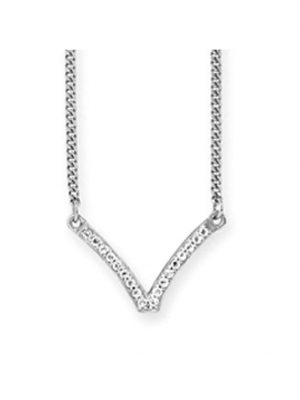Collier 925/- Sterling Silber Topas 42+3cm Glänzend 0,084ct CAI Weiß