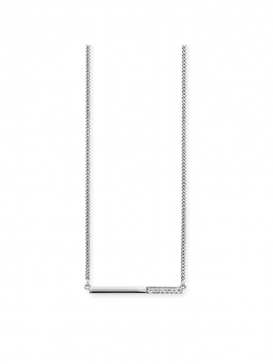 Collier 925/- Sterling Silber Topas 42+3cm Glänzend 0,280ct CAI Weiß