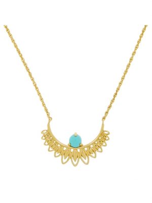 Collier 925/- Sterling Silber syn. Türkis türkis 45cm Glänzend ZEEme Gelb