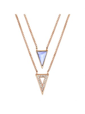 Collier Messing Achat blau 40,5+5,0cm Glänzend Buckley Rot