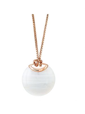 Collier Messing Achat weiß 40,5+5,0cm Glänzend Buckley Rot