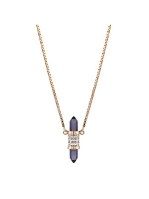 Collier Messing Glas lila 40,5cm Glänzend Buckley Gelb