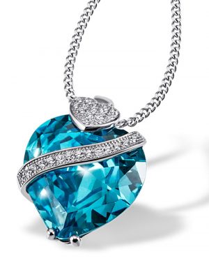 Collier Silber 925 Anhänger aquamarin Herz Schachbrett Goldmaid Silberfarben