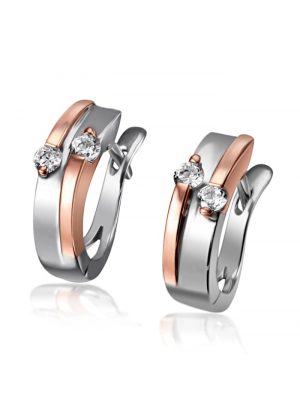 Creolen 375 /- Weiß -Rotgold 4 Brillanten 0,16 ct. P1/H Goldmaid Bicolor