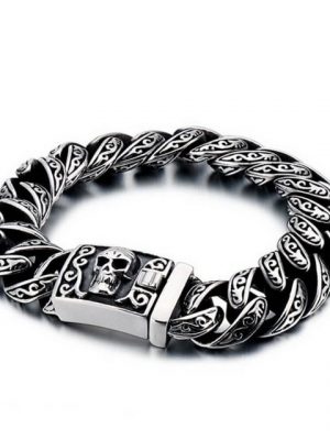 DALMARO.de Edelstahlarmband "Edelstahl Armband BLUTAX SKULL" (Edelstahl, Handgefertigt, Stilvoll), Herren Armband inkl. Schmuckschachtel