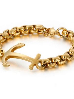 DALMARO.de Edelstahlarmband "Edelstahl Armband GOLD ANCHOR" (Edelstahl, Handgefertigt, Stilvoll), Armband inkl. Schmuckschachtel