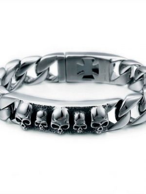 DALMARO.de Edelstahlarmband "Edelstahl Armband IRON CROSS SKULL" (Edelstahl, Handgefertigt, Stilvoll), Herren Armband inkl. Schmuckschachtel