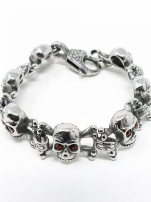 DALMARO.de Edelstahlarmband "Edelstahl Armband RED EYE SKULL" (Edelstahl, Handgefertigt, Stilvoll), Herren Armband inkl. Schmuckschachtel