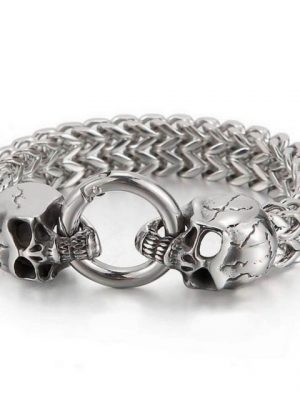 DALMARO.de Edelstahlarmband "Edelstahl Armband SKULL BITE" (Edelstahl, Handgefertigt, Stilvoll), Herren Armband inkl. Schmuckschachtel