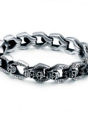 DALMARO.de Edelstahlarmband "Edelstahl Armband SKULL BLITZ" (Edelstahl, Handgefertigt, Stilvoll), Herren Armband inkl. Schmuckschachtel