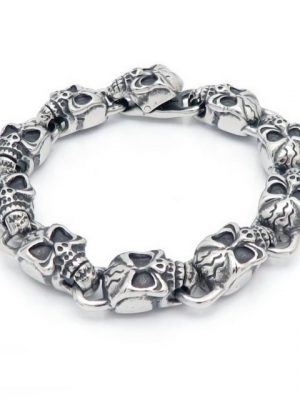 DALMARO.de Edelstahlarmband "Edelstahl Armband SKULL MANIA" (Edelstahl, Handgefertigt, Stilvoll), Herren Armband inkl. Schmuckschachtel