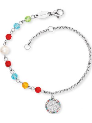 Damen-Armband Edelstahl, Perle Engelsrufer Rot/blau