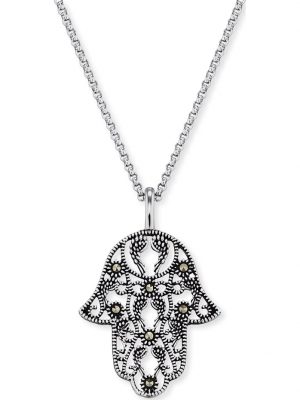 Damen-Kette 925er Silber rhodiniert, Farbstein Markasit Engelsrufer Bicolor