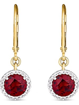 Damen-Ohrhänger 585er Gelbgold, 585er Gelbgold teilrhodiniert 2 Granat CHRIST C-Collection Rot