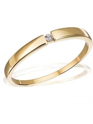 Damenring Solitär 375/- Gelbgold 1 Brillant 0,03 ct. P1/KL Goldmaid Goldfarben