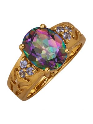 Damenring mit Mystic-Quarz und Tansaniten Multicolor