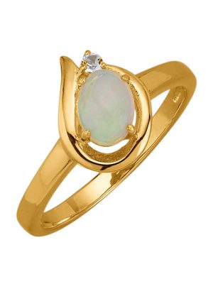 Damenring mit Opal und Weißtopas Weiß