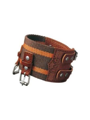 D&G Armband "Rough", im Leder-/Textilmix, 22cm lang, Dornschließe