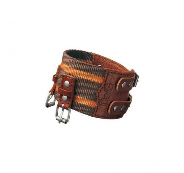 D&G Armband "Rough", im Leder-/Textilmix, 22cm lang, Dornschließe