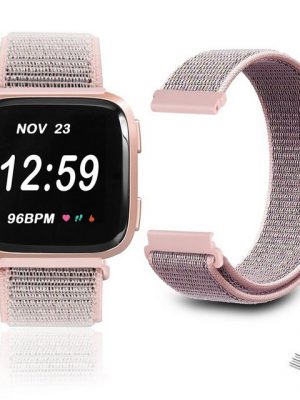 Diida Smartwatch-Armband "Watch Band, Armband, Uhrenarmband, Band, Nylonbänder kompatibel mit Fitbit Versa/ Versa 2/ versa lite, weich, verstellbar, atmungsaktiv, Sport-Ersatzband, Zubehör, für Damen und Herren (Rosa)"