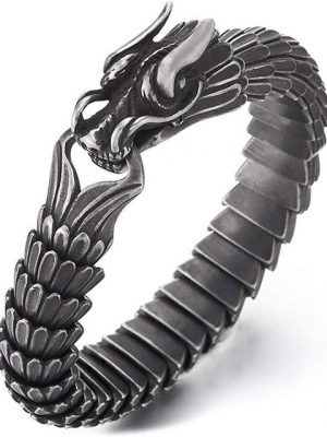 ELIAUK Armband "Herren-Drachen-Gliederketten-Armband im Retro-Stil, Vintage-Metall-Finish, Federhakenverschluss, 21 cm" (1-tlg)