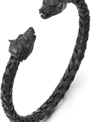 ELIAUK Armband "Wolfskopf-Armband für Herren, Stahl, geflochten, Kabelarmband, Armreif, poliert, verstellbar" (1-tlg)