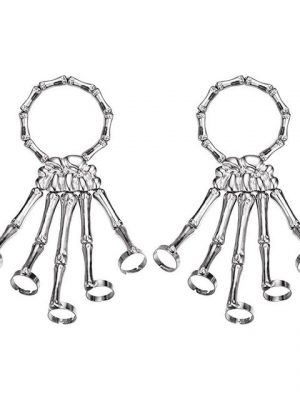 ELIAUK Armkette "2 Stück Totenkopf Skelett Hand Armband mit Ring Skelett Armband Ring" (1-tlg)