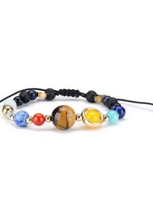 ELIAUK Bettelarmband "Einstellbare Galaxy Sonnensystem Steinperlen geflochtenes Armband Universum neun Planeten Sterne elastische Energie Perlen Unisex Armbänder Armreifen" (1-tlg)