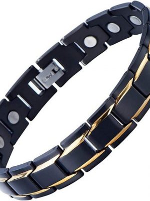 ELIAUK Charm-Armband "Magnetisches Herren-Edelstahl-Gold-Schwarz-Power-Element-Armband mit Magneten und kostenlosem Link-Entfernungs-Kit" (1-tlg)