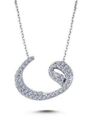 EinStein Diamant Goldkette "Diamant Halskette Anhänger Waw-Buchstabe", Diamant Anhänger mit Kette, Halskette, Collier in 14 Karat Gold