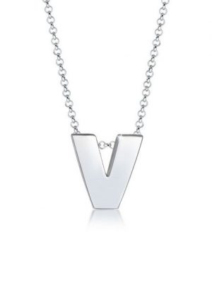 Elli Kette mit Anhänger "Buchstabe V Initialen Trend Minimal 925 Silber"