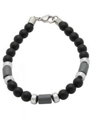 Firetti Armband "Rondelle in glänzender und matter Optik, massiv", mit Onyx und Hämatit, Made in Germany