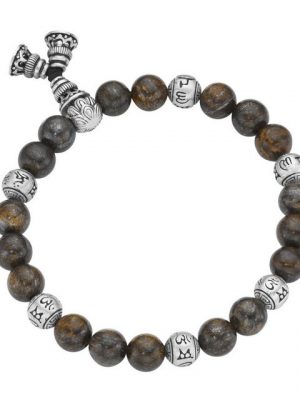 GIORGIO MARTELLO MILANO Armband "Bronzit-Kugeln und tibetische Glücks-Symbole, Silber 925"