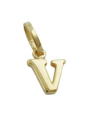 Gallay Buchstabenanhänger "Anhänger 8x6mm Buchstabe V glänzend 9Kt GOLD"