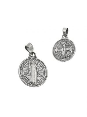 Gallay Kettenanhänger "14mm religiöse Medaille Sankt Benedikt Silber 925"