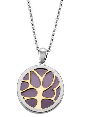 Halskette 925 Sterlingsilber Lebensbaum Amethyst Glas Goldmaid Weiss