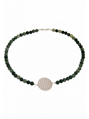 Halskette Choker: Yoga Mandala und Jade Edelsteine Farbverlauf GEMSHINE Silver coloured
