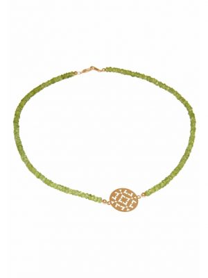 Halskette Choker: Yoga Mandala und Peridot Edelsteine GEMSHINE Gold coloured