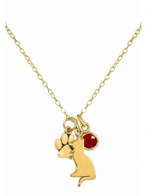 Halskette Katze und Pfote Rubin für Haustier Herrchen Frauchen GEMSHINE Gold coloured