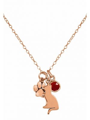 Halskette Katze und Pfote Rubin für Haustier Herrchen Frauchen GEMSHINE Rose gold coloured
