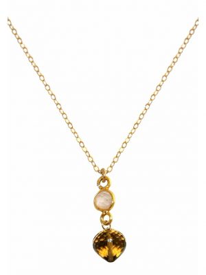 Halskette Rauchquarz und Citrin Edelstein Tropfen GEMSHINE Gold coloured